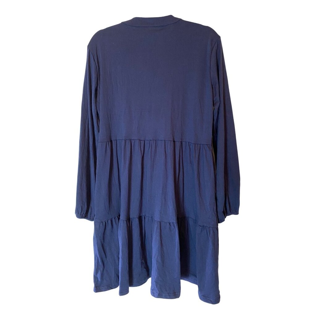 Navy Blue Qacohu Dress Tiered Long Sleeve XL - Picture 2 of 12